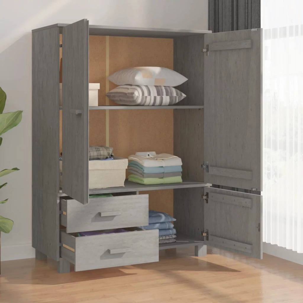 Gray Solid Wood Pine Wardrobe N701997
