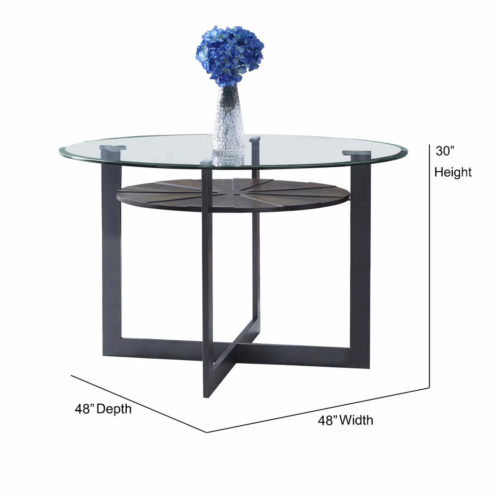 Medium Brown Metal Base Dining Table D350764