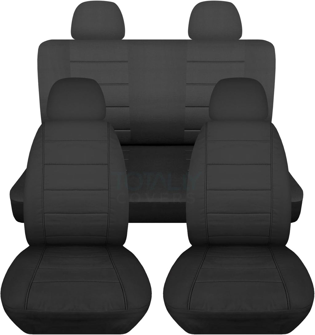 Charcoal Solid Car Seat Covers Full Set with 4 Headrest Covers G8504