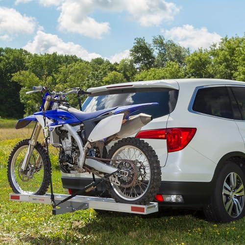 Lightweight Aluminum Motorcycle Hitch Carrier with Loading Ramp H9485